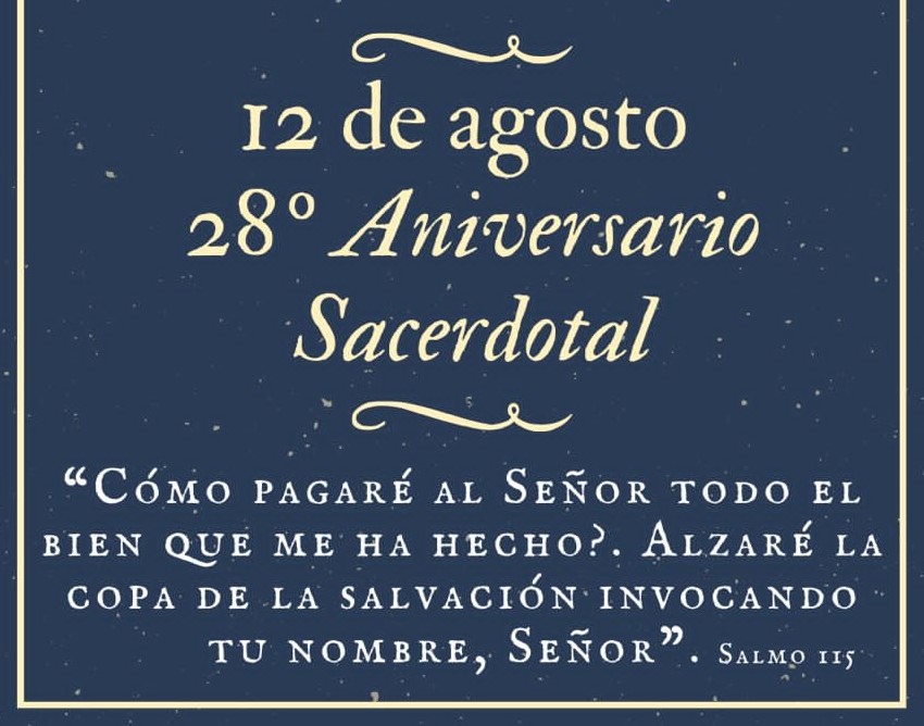 Saludos de Aniversario de Ordenación Sacerdotal - Diócesis de Temuco